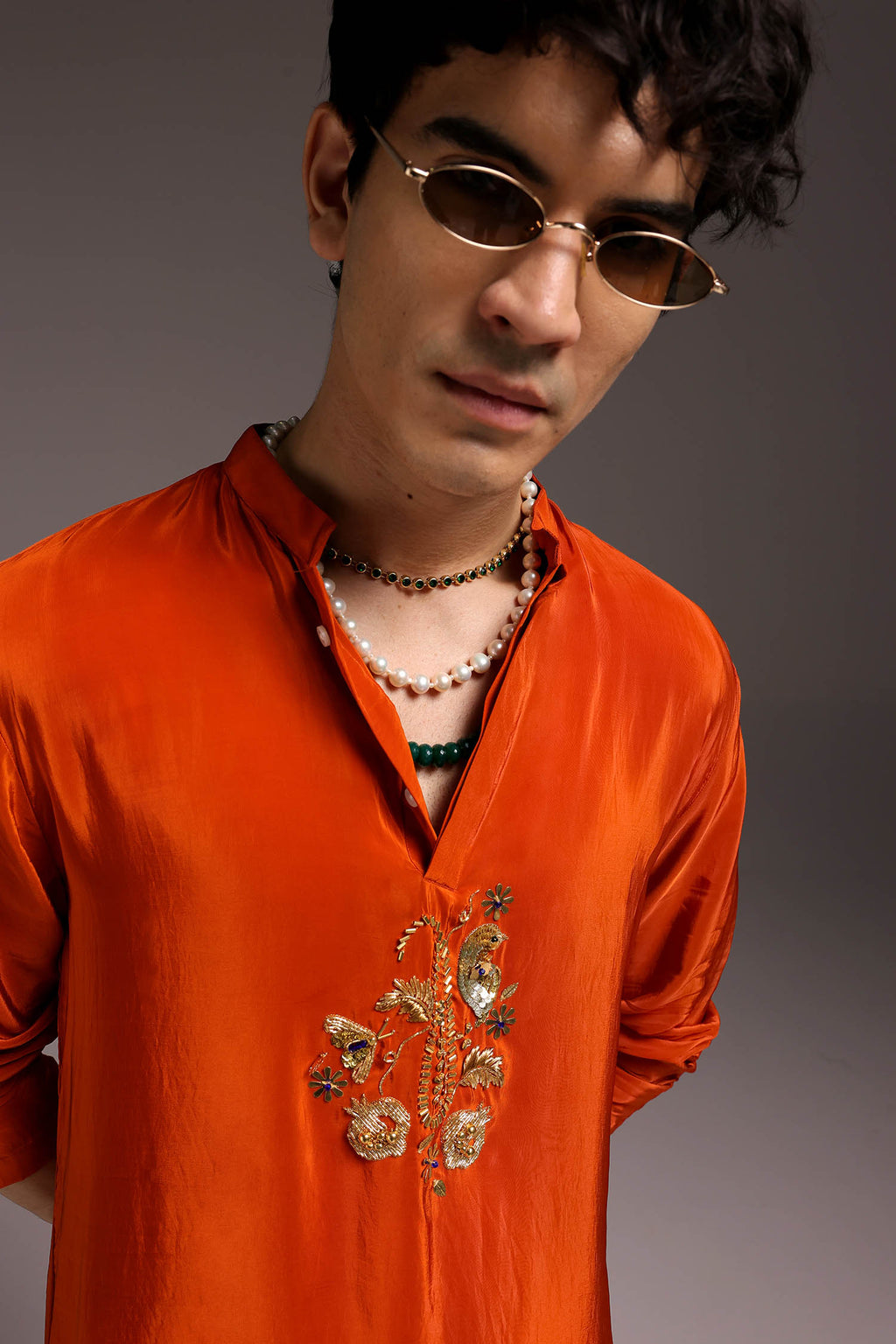 Paisfeather(Paisely) - Hand Embroidered Designer Kurta