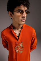 Paisfeather(Paisely) - Hand Embroidered Designer Kurta