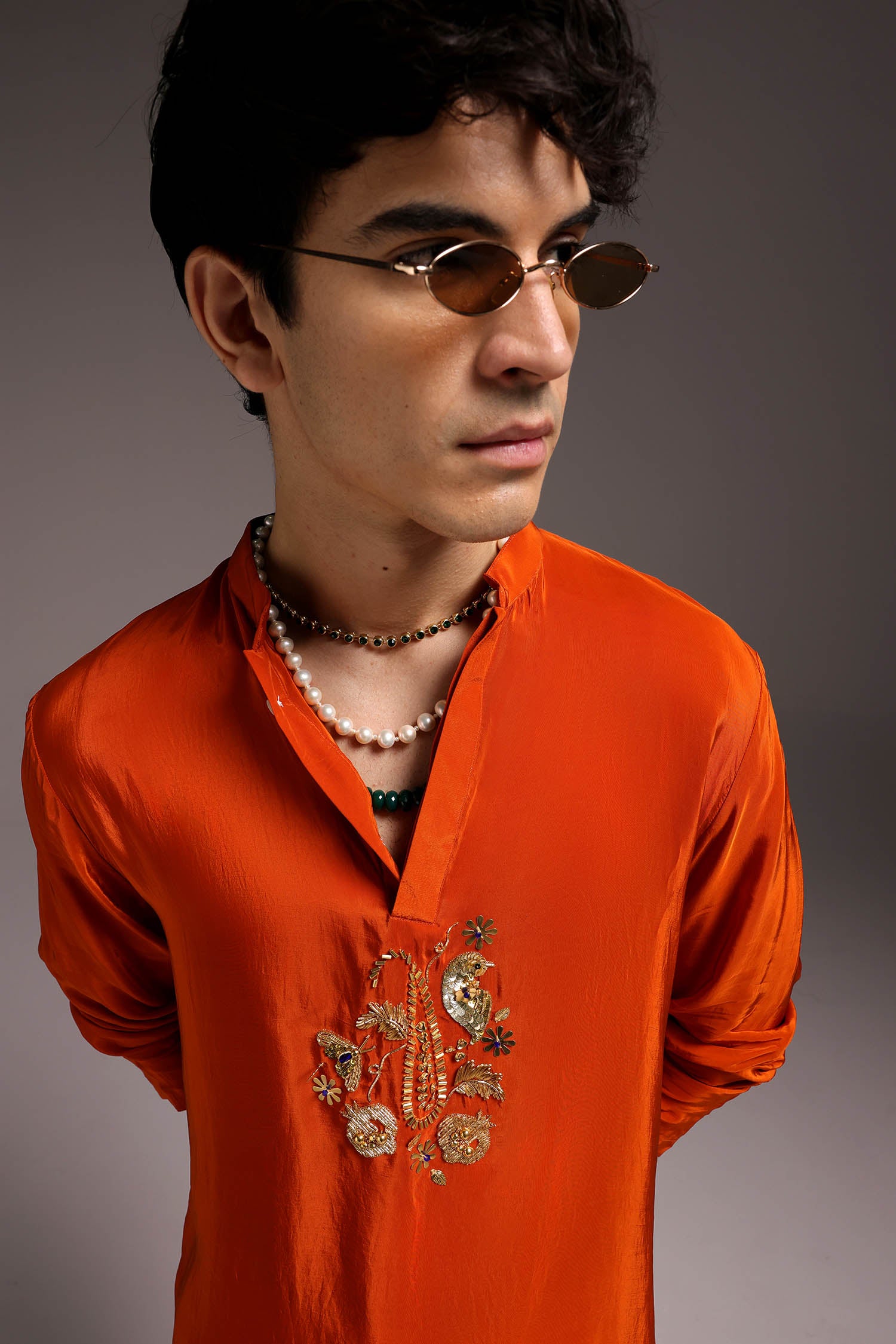 Paisfeather(Paisely) - Hand Embroidered Designer Kurta