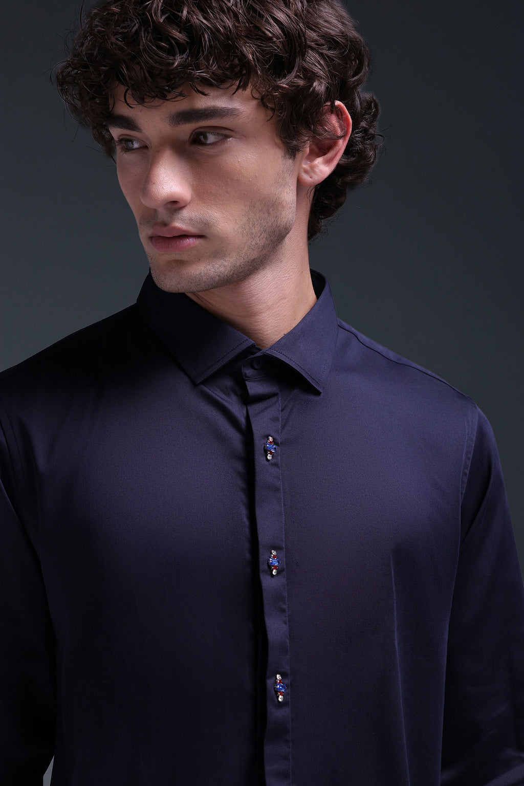Maeri (Rhinestone) - Hand Embroidered Designer Shirt