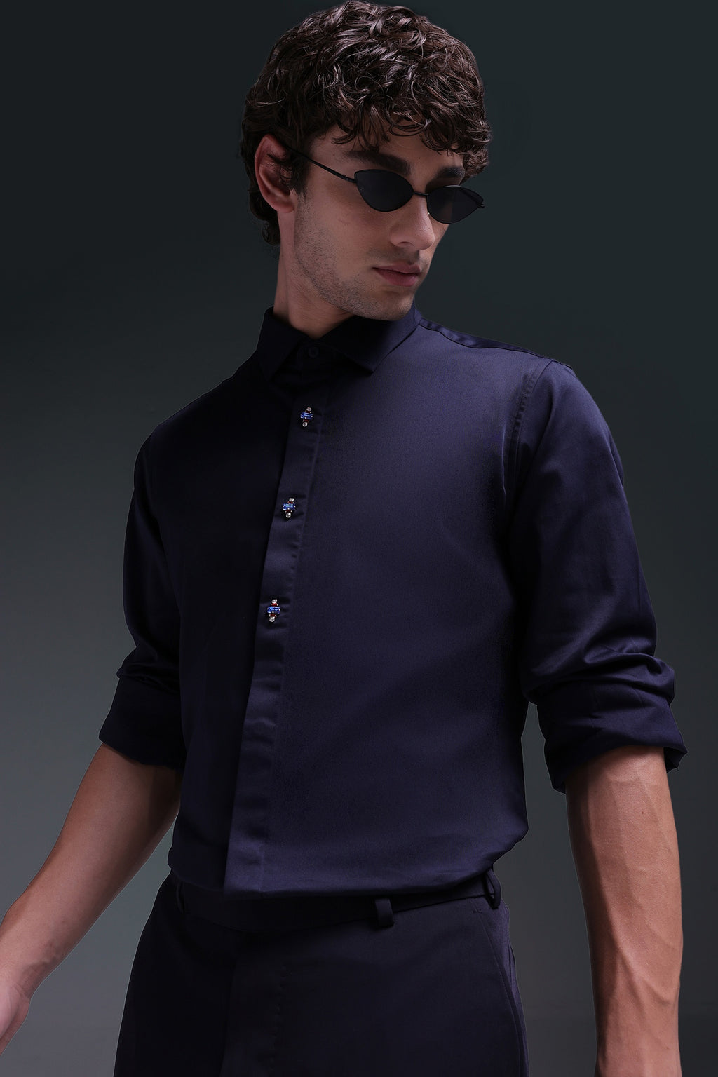 Maeri (Rhinestone) - Hand Embroidered Designer Shirt