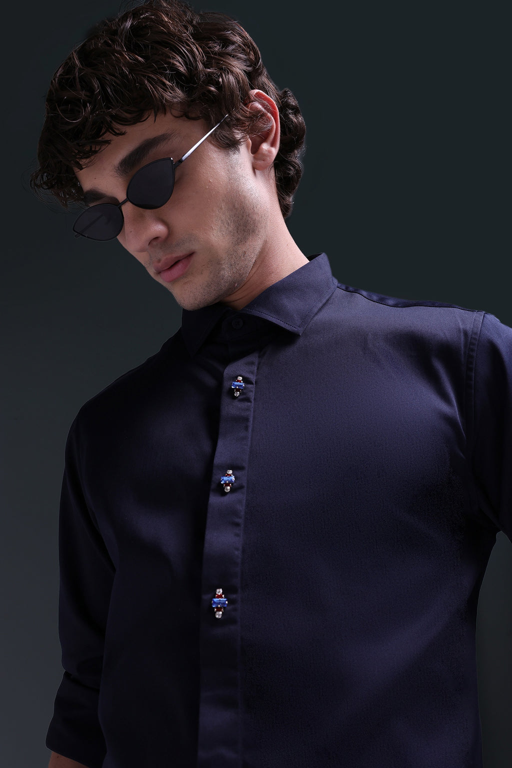 Maeri (Rhinestone) - Hand Embroidered Designer Shirt
