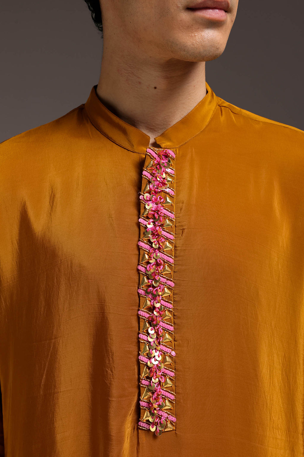 Ochre - Hand Embroidered Designer Kurta