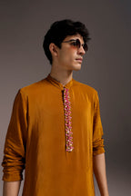 Ochre - Hand Embroidered Designer Kurta