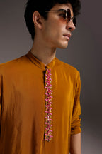 Ochre - Hand Embroidered Designer Kurta