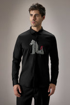 ZEBRA - Hand Embroidered Designer Shirt - Black