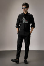 ZEBRA - Hand Embroidered Designer Shirt - Black