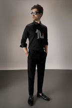 ZEBRA - Hand Embroidered Designer Shirt - Black