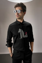 ZEBRA - Hand Embroidered Designer Shirt - Black