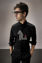 ZEBRA - Hand Embroidered Designer Shirt - Black