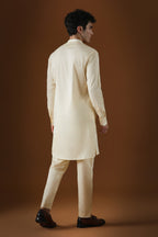 Wild Flowers Hand Embroidered Designer Kurta - Ivory