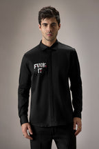 Fuck It - Hand Embroidered Designer Shirt - Black