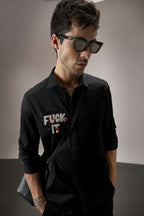 Fuck It - Hand Embroidered Designer Shirt - Black