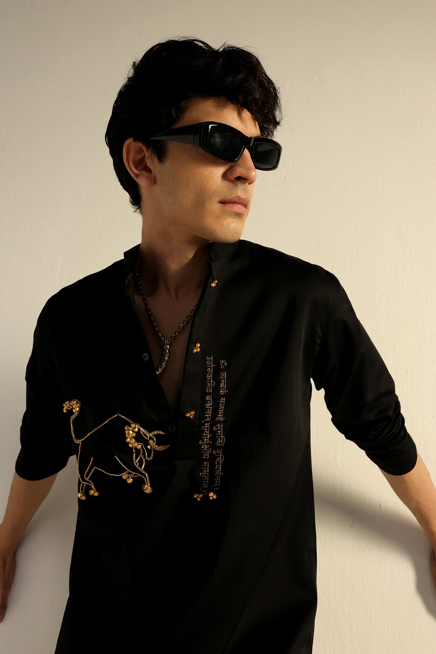 Nandi(Bull) - Hand Embroidered Designer Kurta