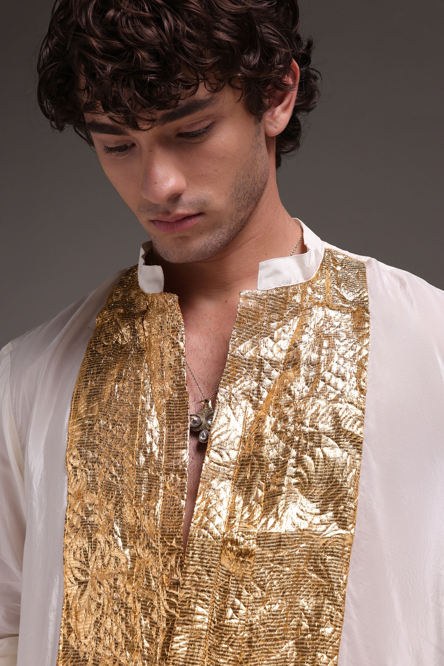 Ivory Lumpi - Hand Embroidered Designer Kurta