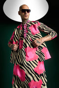 Wild Stripes Hand Embroidered Designer Bundi Set