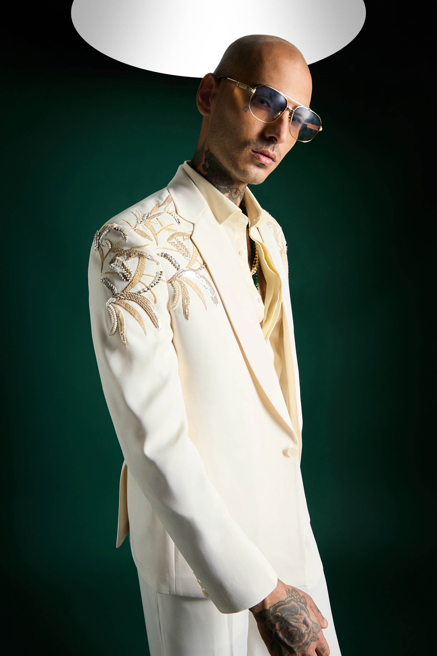 Shoulder Leaves - Hand Embroidered Designer Tuxedo