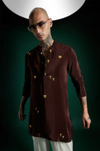 Soul Hand Embroidered Designer Kurta - Brown