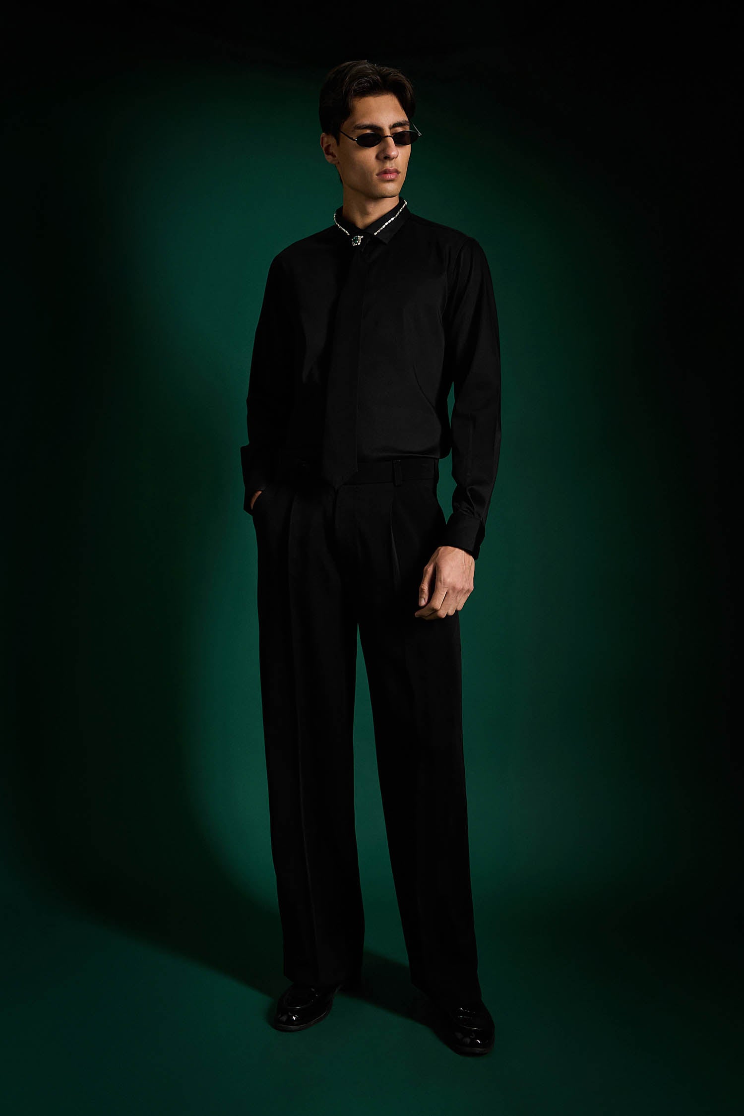 Jade - Hand Embroidered Designer Tie With Shirt