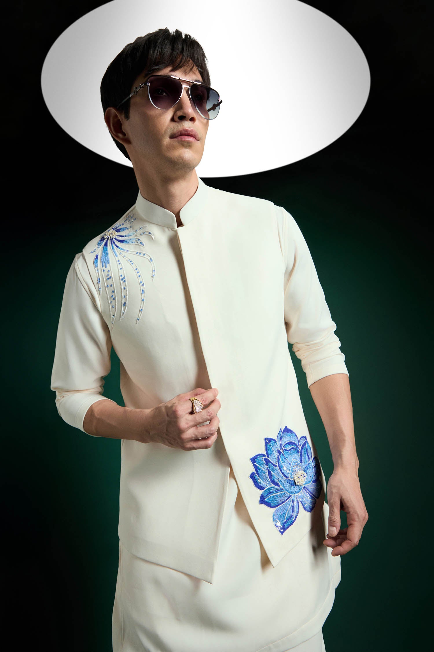 Aquatic Bloom(Flower) - Hand Embroidered Designer Bundi