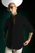 Heart Black Linen Shirt