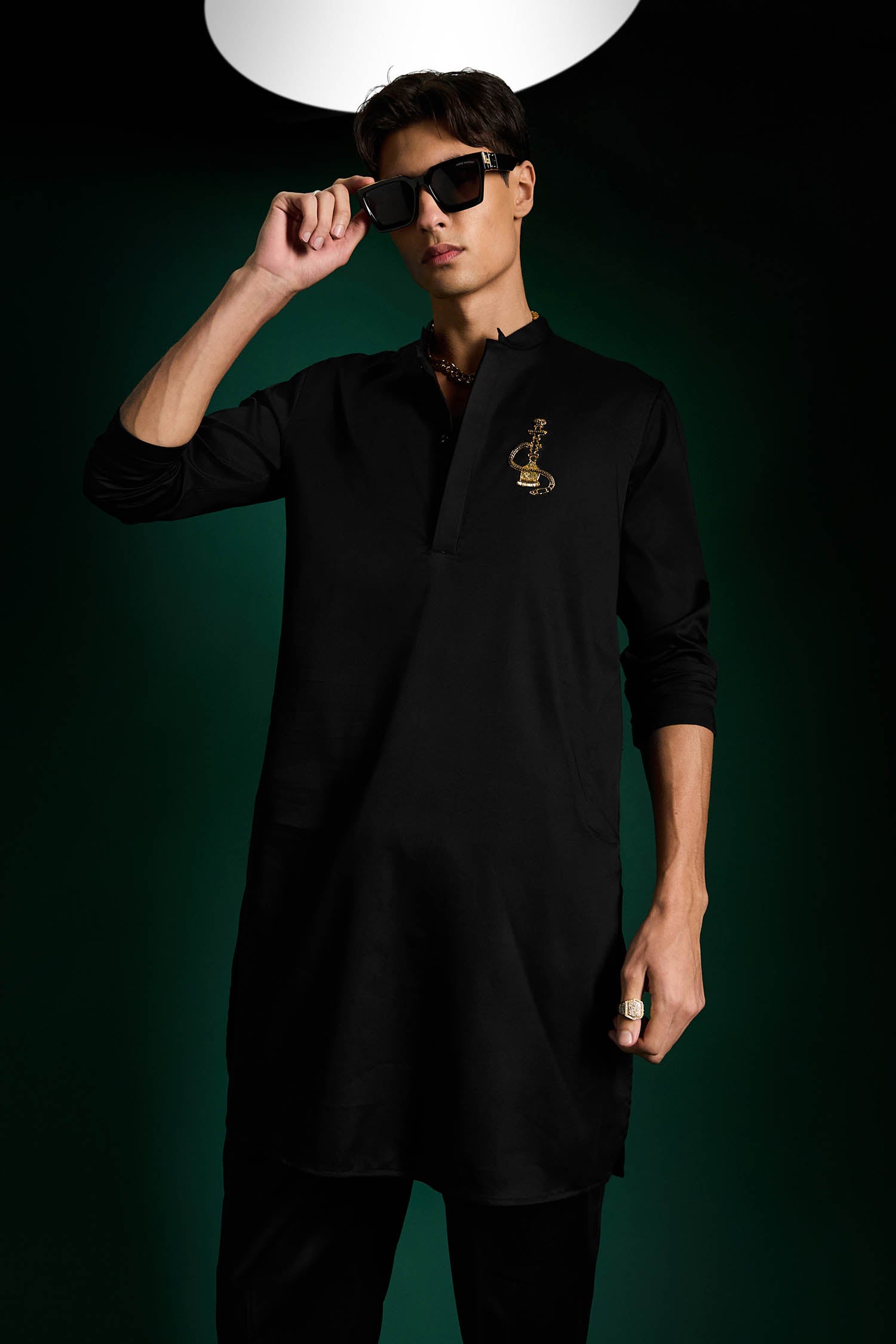 Desi Boy Hand Embroidered Designer Kurta - Black