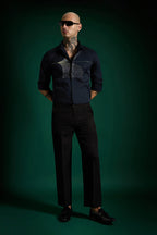 Sparkler Hand Embroidered Designer Shirt - Navy