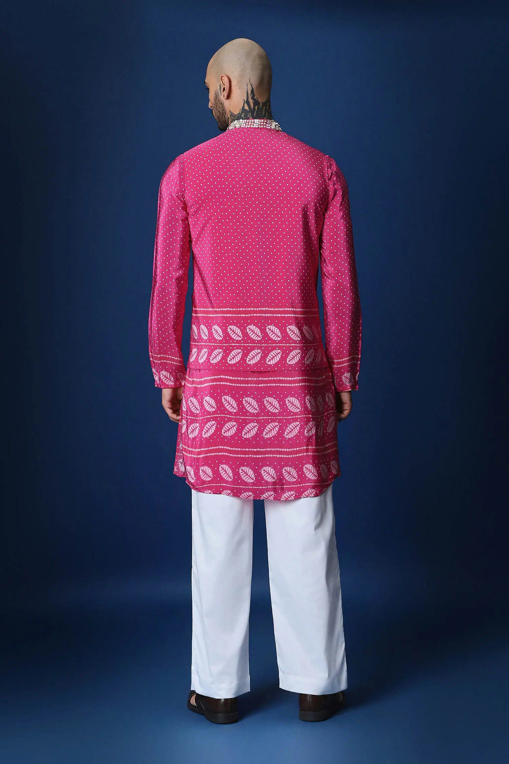 Rai Bandhani Hand Embroidered Bundi Set - Pink