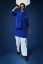 Mere Yaar Ki Shaadi Hai Hand Embroidered Bundi Set - Royal Blue
