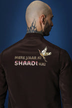 Mere Yaar Ki Shaadi Hai Hand Embroidered Bundi Set - Brown