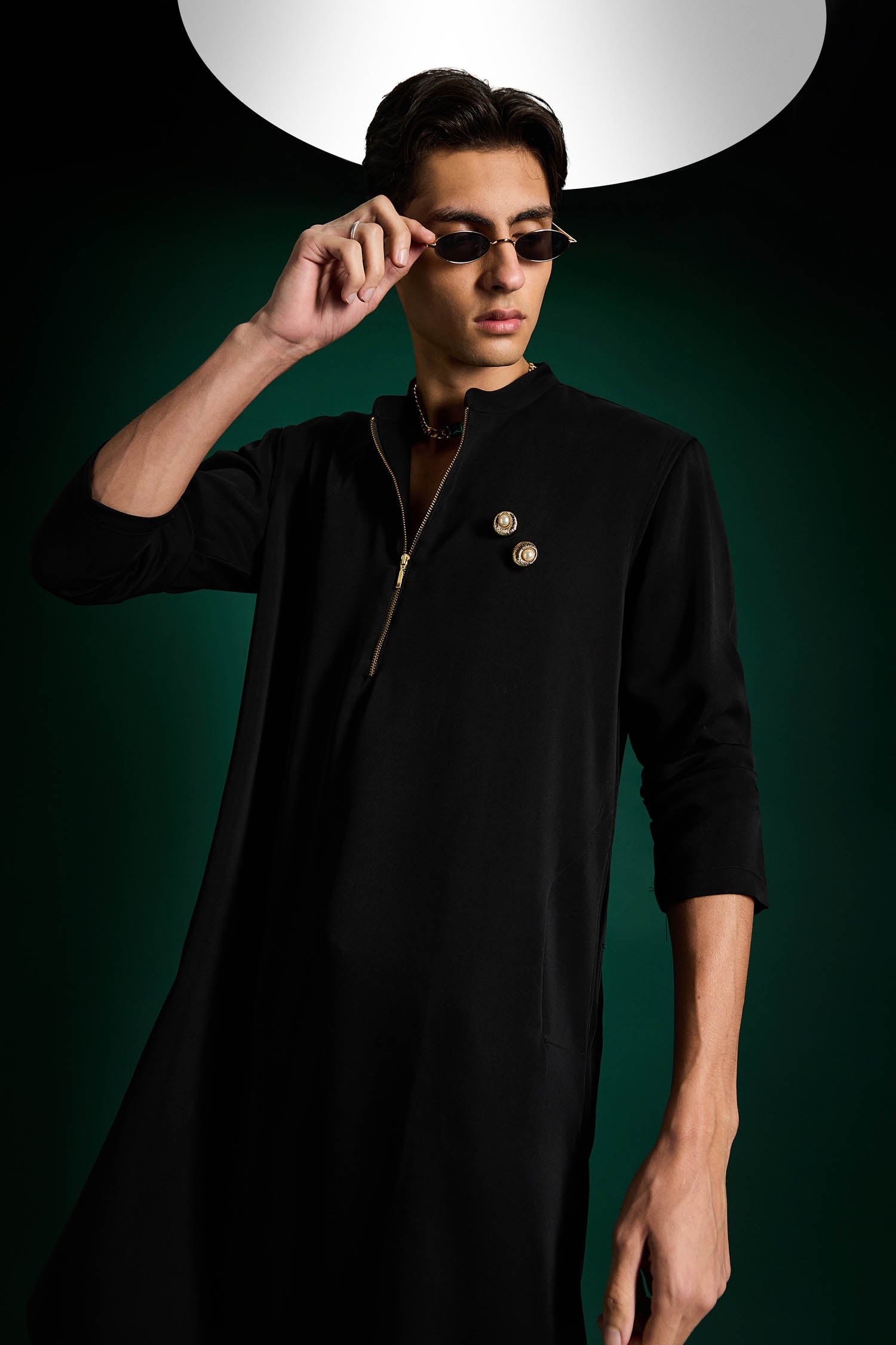 Disc Hand Embroidered Designer Kurta - Black