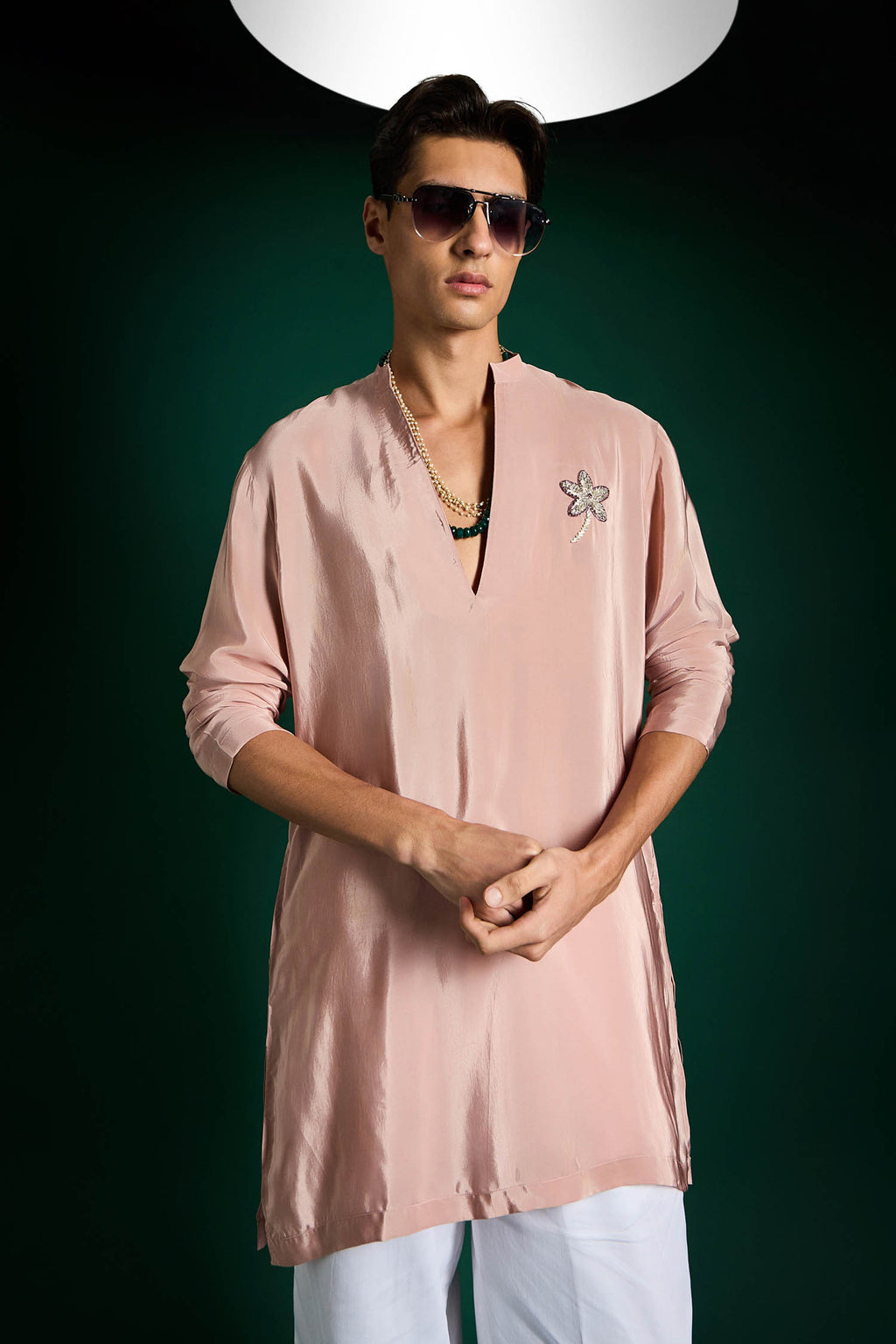 Lamina Hand Embroidered Designer Kurta - Dusky Pink