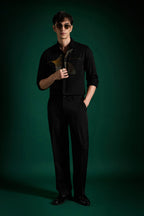 Sparkler Black - Hand Embroidered Designer Shirt