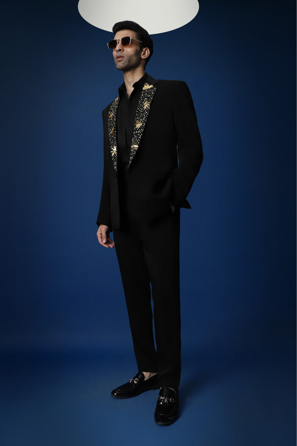 Nova Hand Embroidered Tuxedo - Black