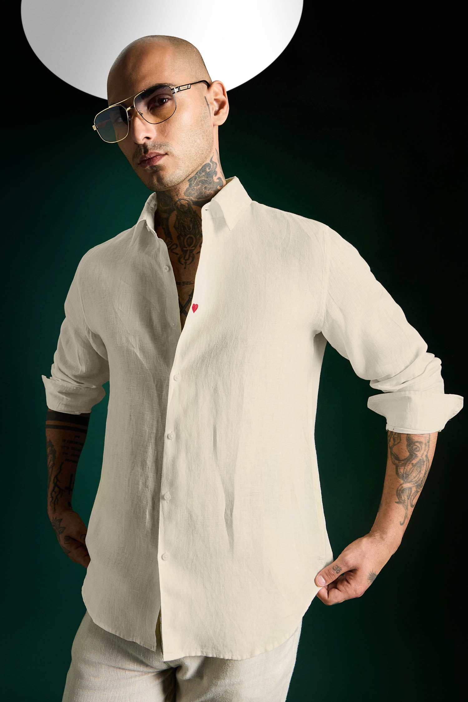 Heart Irish Linen Shirt - Ivory