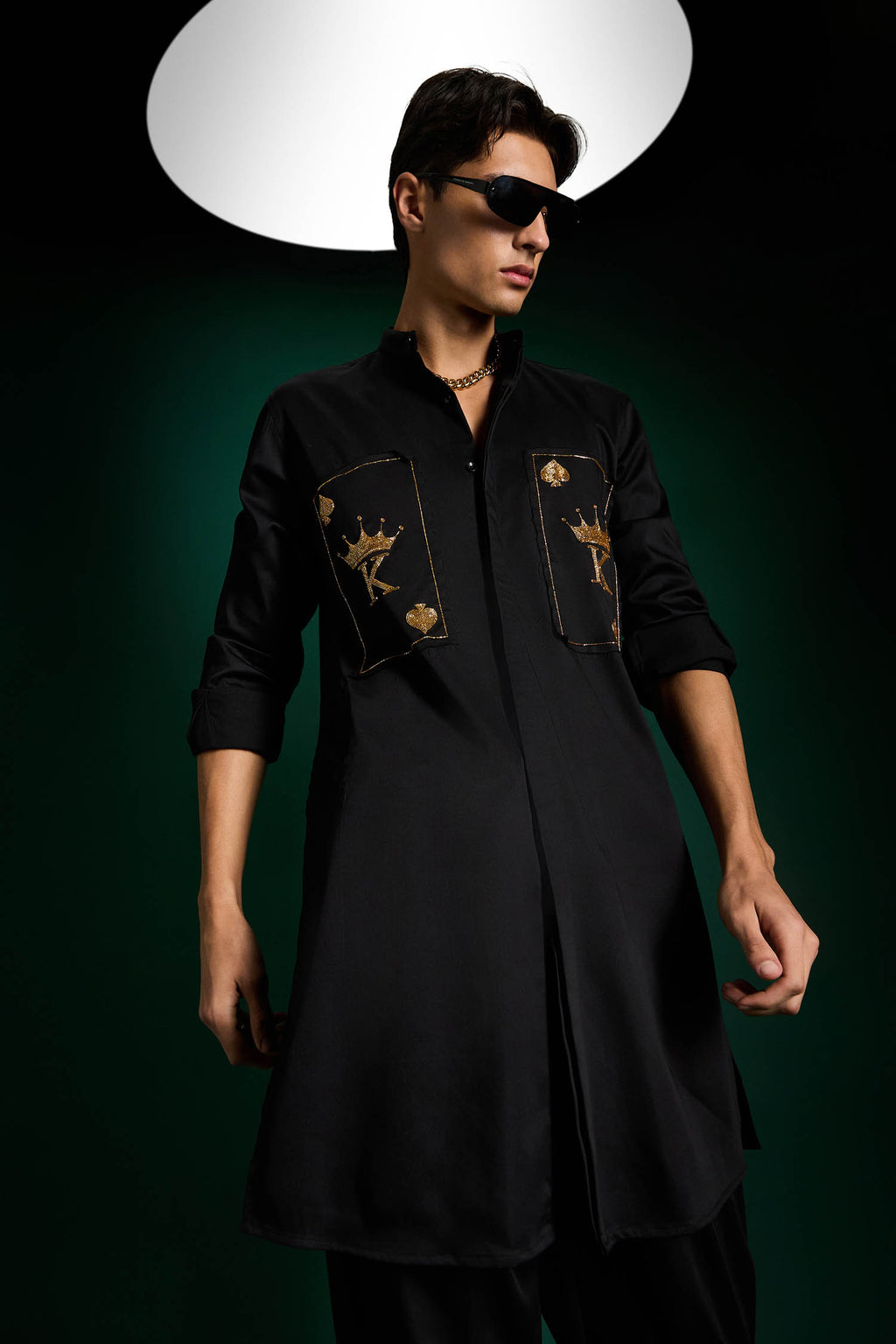 The King Hand Embroidered Designer Kurta - Black