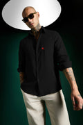 Bird Irish Linen Shirt - Black and Red Bird