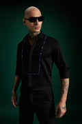 Forms- Hand Embroidered Designer Shirt - Black