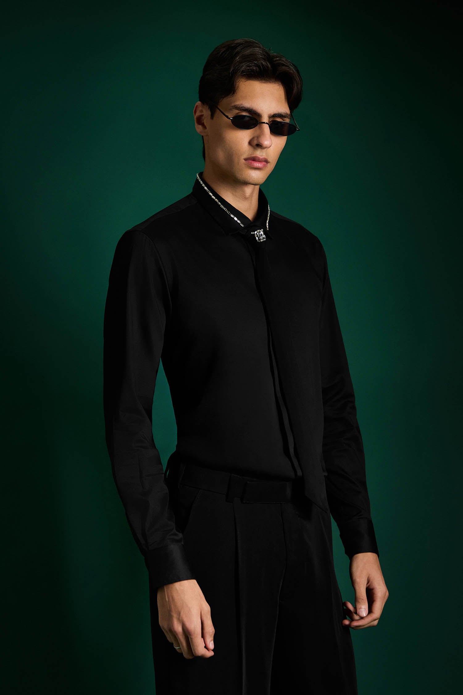 Crystal - Hand Embroidered Designer Tie With Shirt