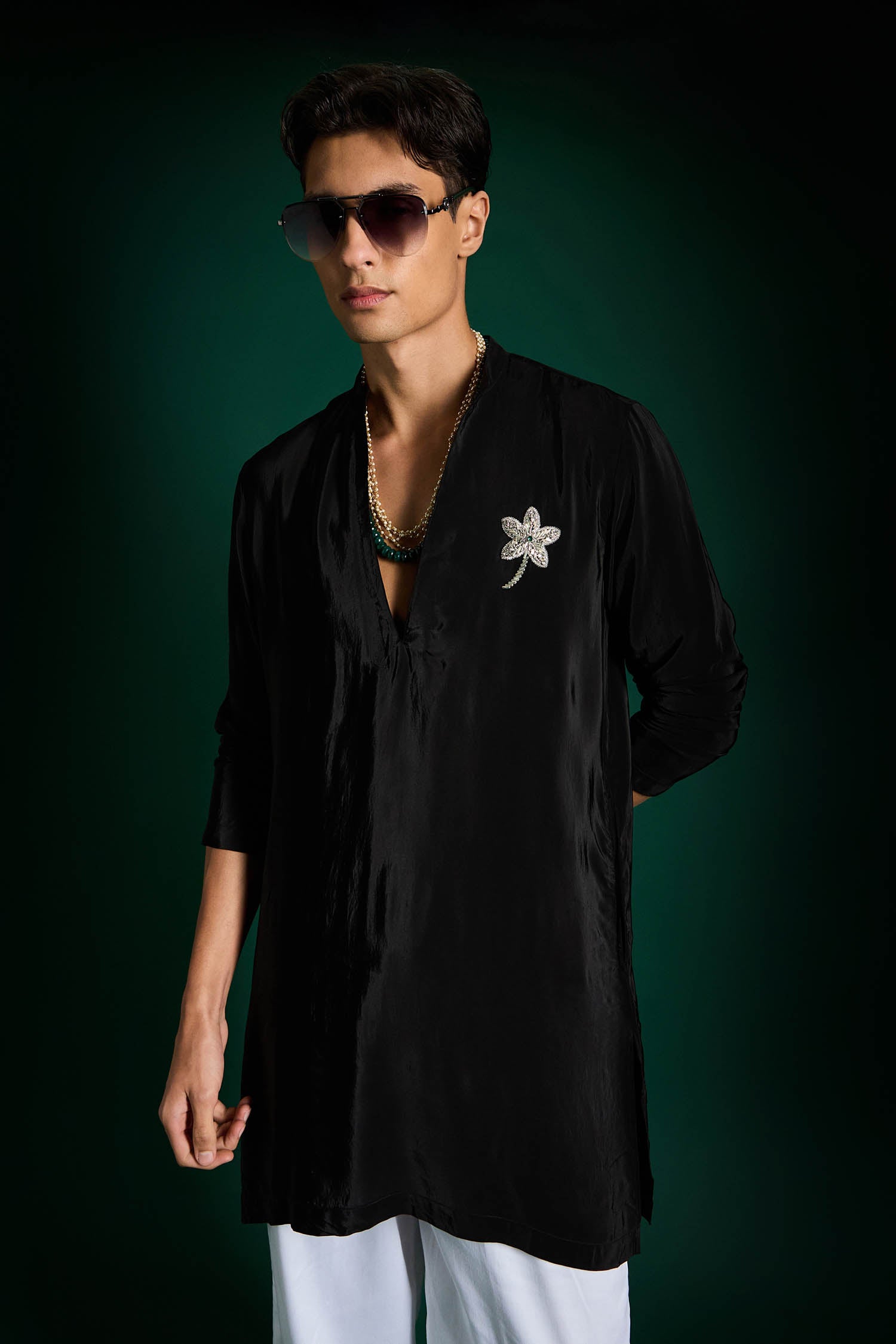 Lamina Hand Embroidered Designer Kurta - Black