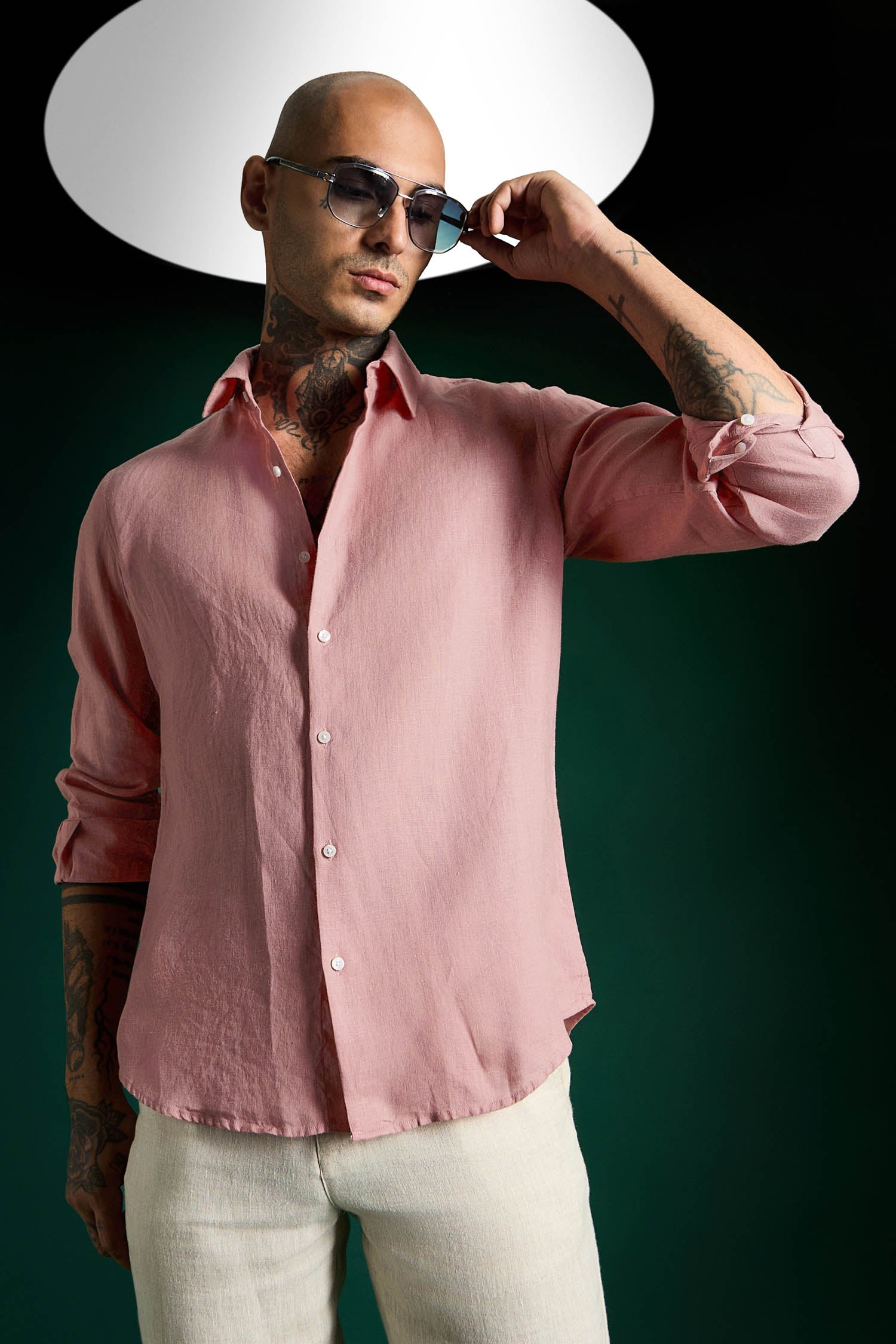 Irish Linen Shirt - Salmon Pink