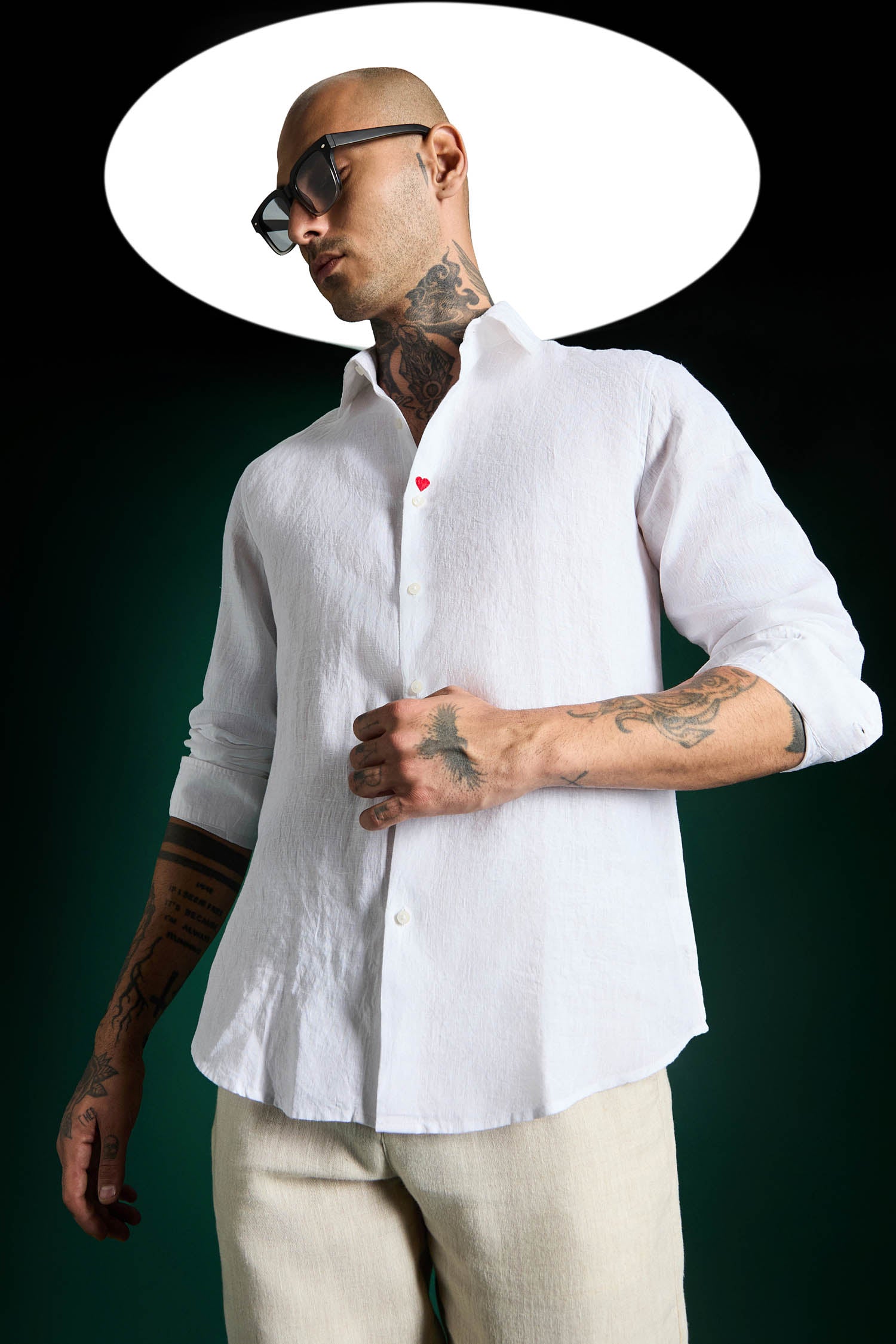 Heart Irish Linen Shirt - White