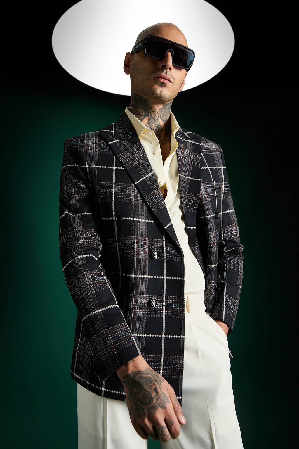 The Boardroom Tartan Checks Blazer - Black