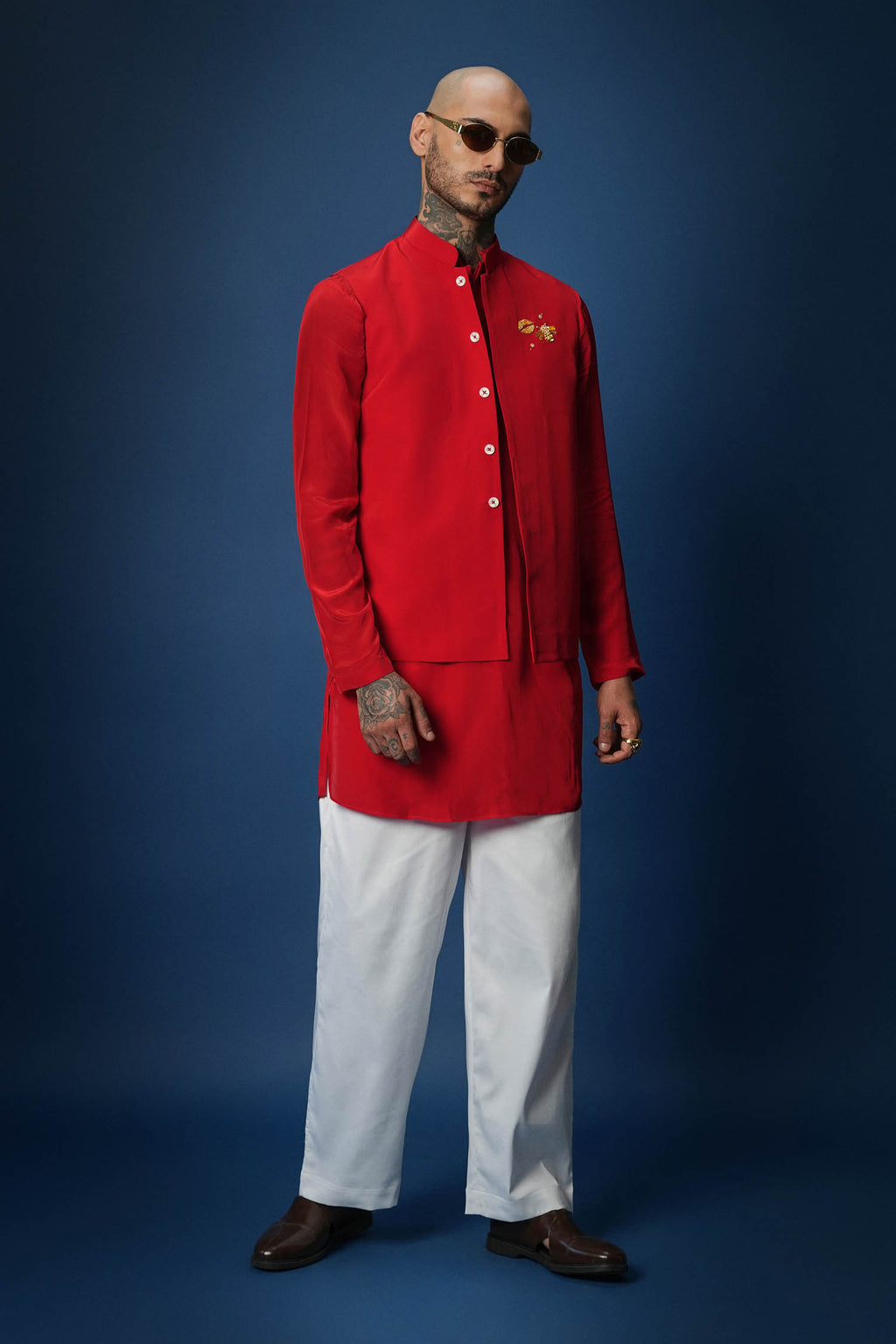 Bee Kiss Red Bundi Kurta