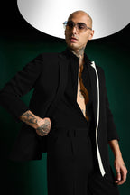 Double Lapel The Board Room Designer Blazer Set - Black