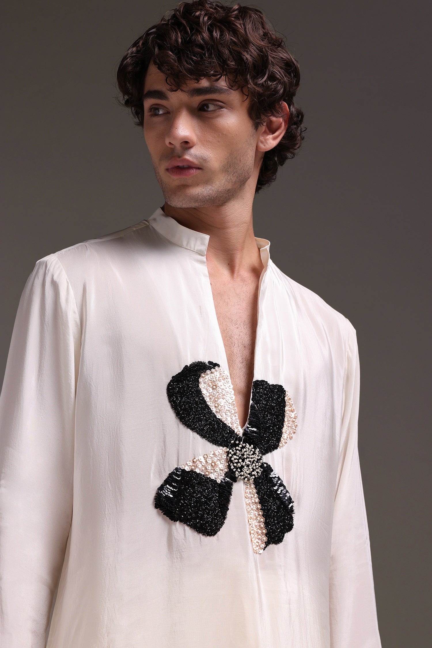 Mallow(Flower) - Hand Embroidered Designer Kurta