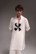Mallow(Flower) - Hand Embroidered Designer Kurta