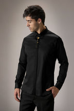 Floret - Hand Embroidered Designer Shirt -Black