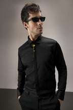 Floret - Hand Embroidered Designer Shirt -Black
