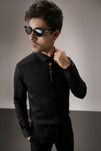 Floret - Hand Embroidered Designer Shirt -Black